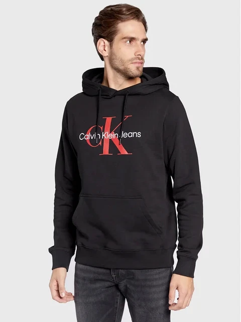 Calvin Klein Jeans felpa uomo con cappuccio e logo nera