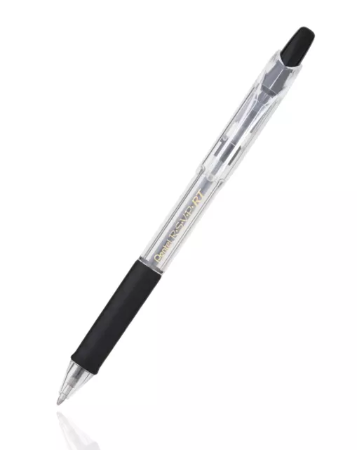 NEW Pentel RSVP RT 12-PACK Retractable Ballpoint Pen BLACK Ink 1.0mm Med BK93-A 2