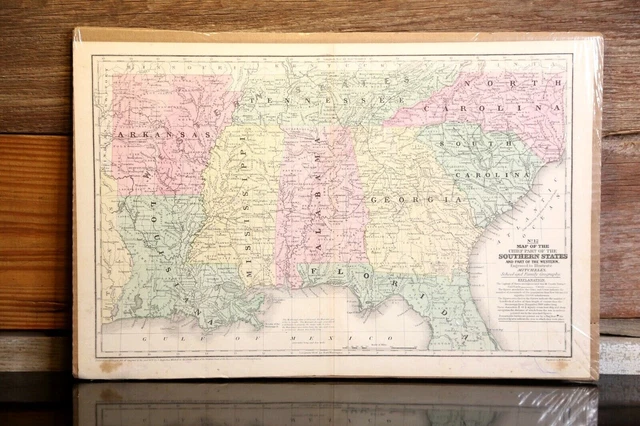 Vintage 1863 Civil War Atlas Book Map Antique Original School Geography States