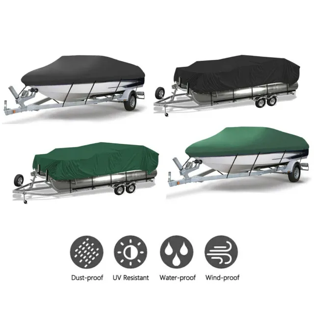 Waterproof Heavy Duty Boat Cover Trailerable Pontoon/V-Hull Fishing 11ft-22ft