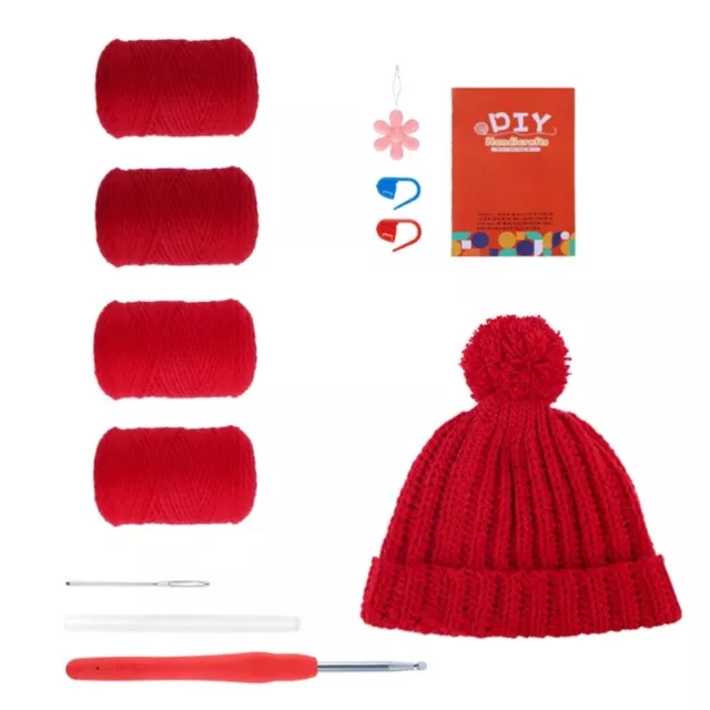 Hat Knitting Kits Include Crochet Hook, Yarn, Threader, Knitting Marker, Needle