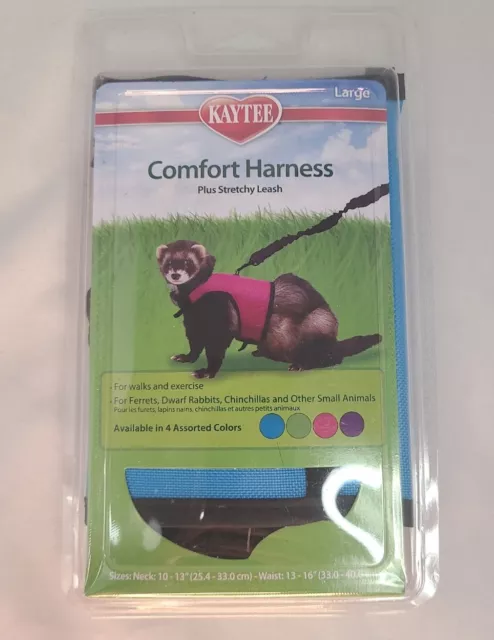 Kaytee Comfort Harness Size L Stretchy Leash Blue Ferret Rabbit Chinchilla