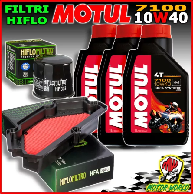 Kit Tagliando Olio Motul 7100 10W40 + Filtri Hiflo Kawasaki Er-6N 650 2015 2016