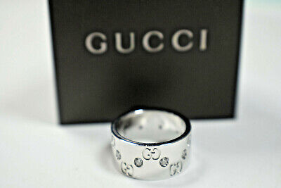 $5060 GUCCI MINT 10 Diamond 18K WG Gold ICON Wide Band Ring 10.5g US 5.75 Sale