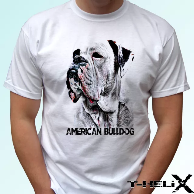 American Bulldog head - dog t shirt top tee design - mens womens kids baby sizes