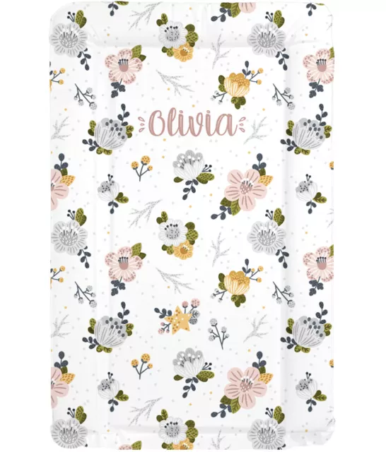 Muted Floral Design - Nursery Grade Baby Changing Mat - Can Be Name Personalised