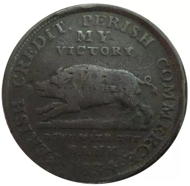 1834 Us Hard Times My Victory Running Boar Andrew Jackson Token Ht#9