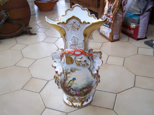 Ancien grand vase de mariée en porcelaine de Paris Napoléon III : 40 cm