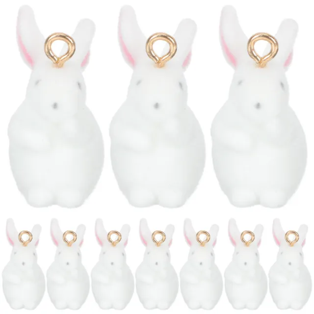 10 Pcs DIY Rabbit Ornaments Resin Flocking Girl Bracelet Pendants Charms Zodiac