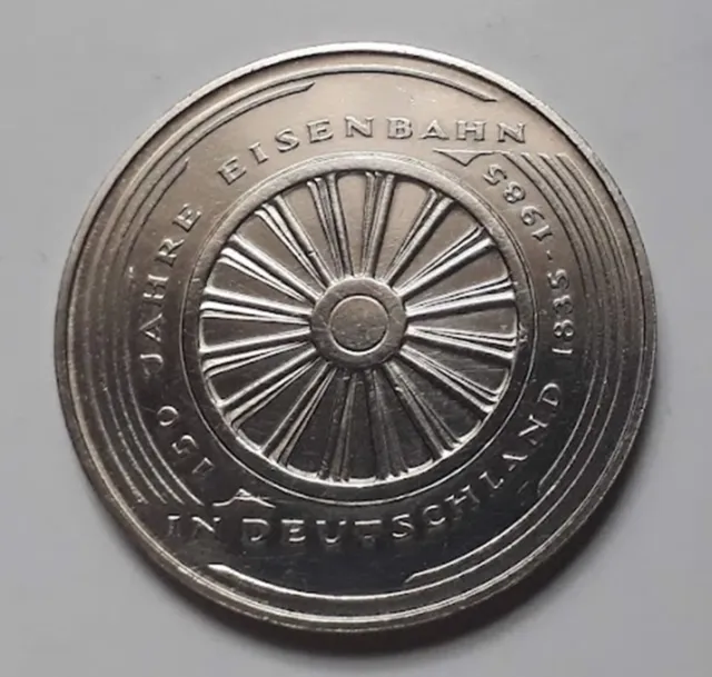 5 DM-Münzen der BRD 150 Jahre Eisenbahn in Deutschland  1985