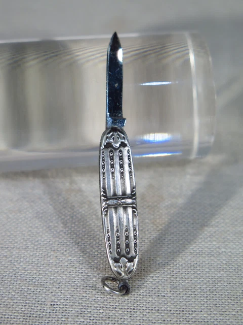 Broche Ancienne Stylet Couteau Miniature - Style Corse, Argent, Occasion