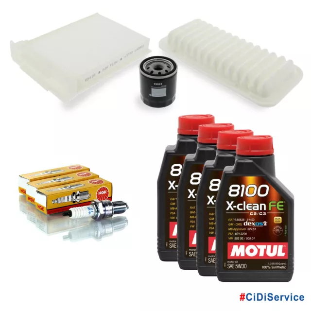 Set Entretien Huile Motul 5W30 + Filtres + Bougie Citroen C1 Peugeot 107 Aygo