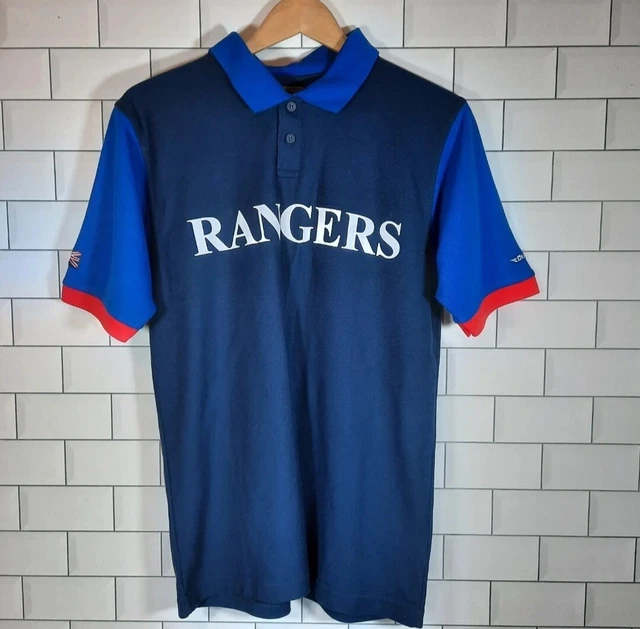 Mens Blue Retro Glasgow Rangers Diadora Polo Shirt UK Size Small,