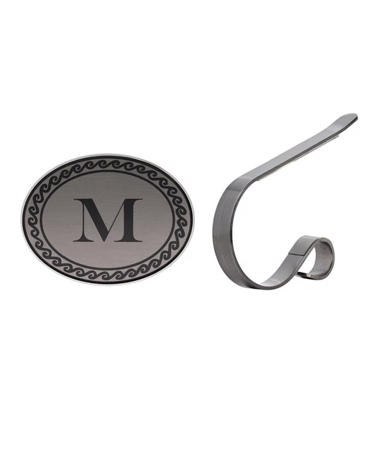 Original MantleClip Monogram Letter M Clip On Stocking Holder  Nickel 3" 1071