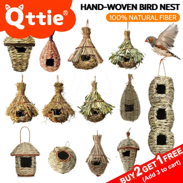 Qttie Bird Nest Breeding Box House Bed Cage Hut Cave Canary Finch Budgie Parrot