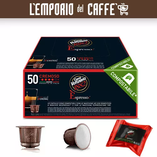 50 Capsule Compostabili Caffe Vergnano Cremoso Compatibili con Nespresso