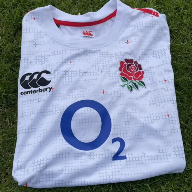England Rugby Union Home Shirt 2018/2019 Canterbury White Jersey Top Size XL