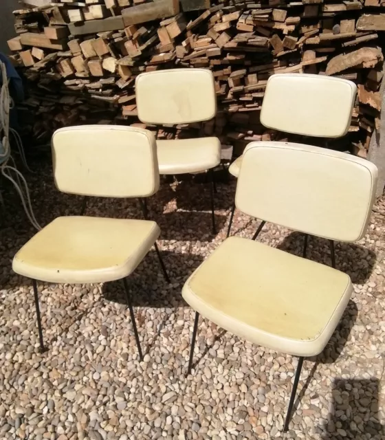 RARE : Lot de 4 chaises CM196 Pierre Paulin (Thonet) a restaurer années 50