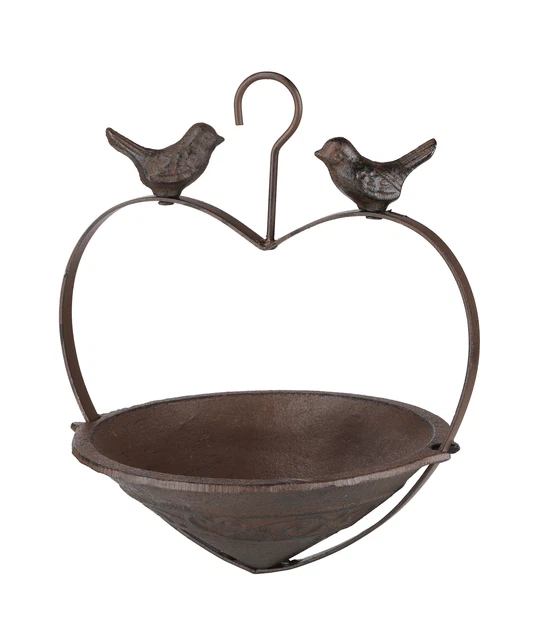 Vogel Futter Station Herz - ca. 25 cm - Gusseisen Vogel Hänge Tränke Garten Deko