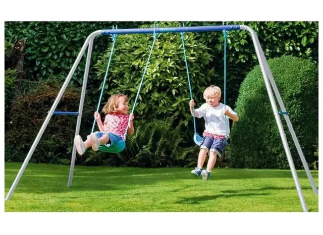 Chad Valley Kids Garden Double Swing Set - Blue