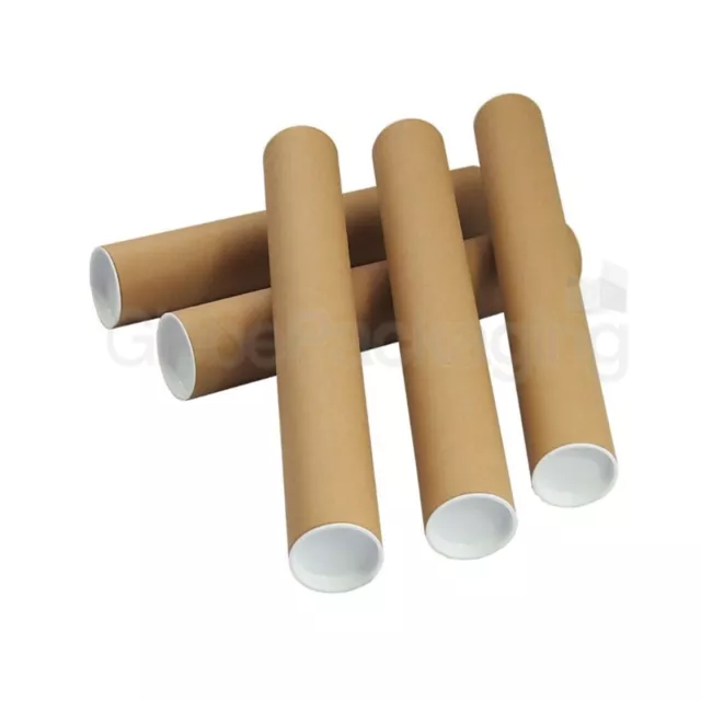 25 x A3 Quality Postal Cardboard Poster Tubes Size 330mm x 50mm + End Caps