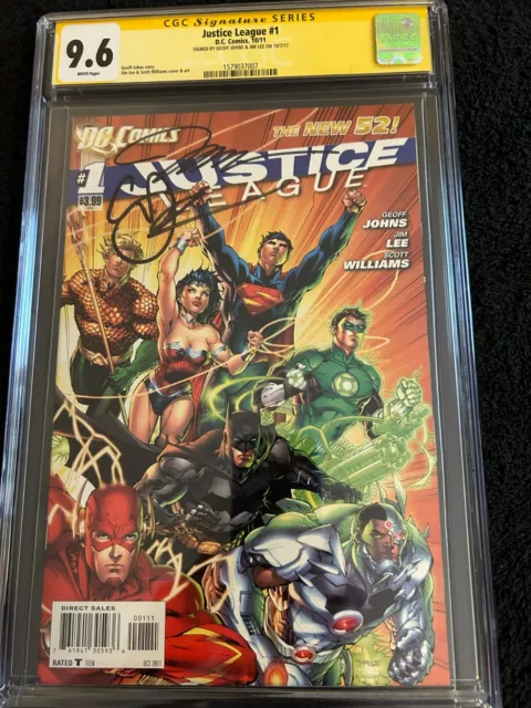 Justice League #1 CGC 9.6 Signed by Geoff Johns & Jim Lee