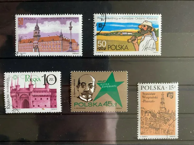 Briefmarken Polen Polska 1987 Mi-Nr. 3098, 3102, 3103, 3104, 3105 gestempelt
