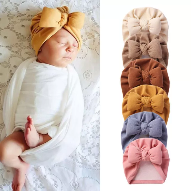 Baby Girls Turban Hat Bow Knot Head Wrap Beanie Cap Newborn Infant Headband