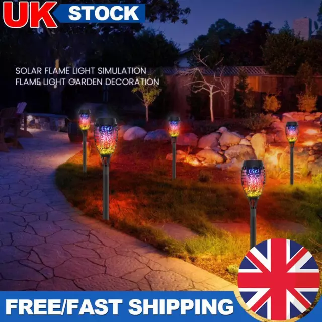 4/8Pcs Solar Flickering Flame Effect Torch Lights Outdoor Garden LED Stake Lamp