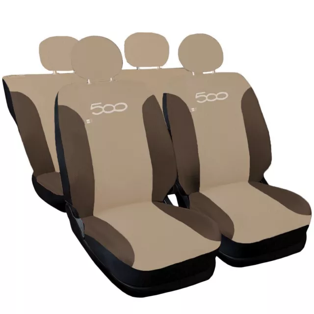 Coprisedili Compatibili Con 500 Nuova Fodere Auto  Bicolore Beige Marrone