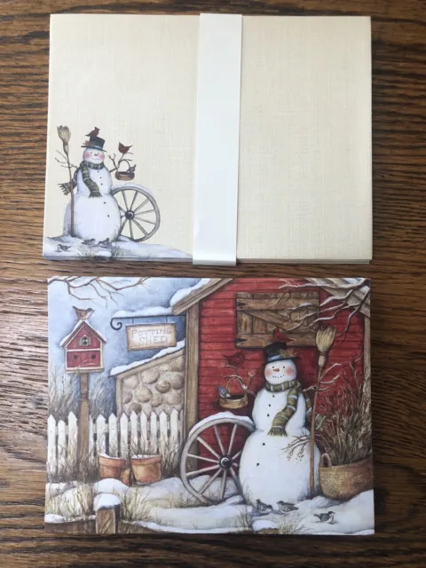 Christmas Cards 2013 Lang Winter Barn Snowman Susan Winget Set of 10 Unused