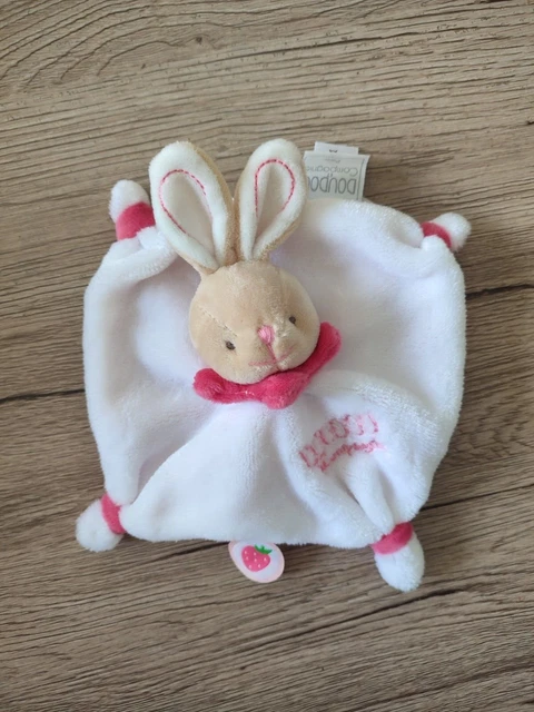 Lapin DOUDOU ET COMPAGNIE blanc et rose "Les acidulés" fraise comme neuf