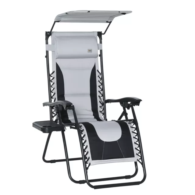 Outsunny Zero Gravity Lounger Chair, Folding Camping Reclining Chair, Grey