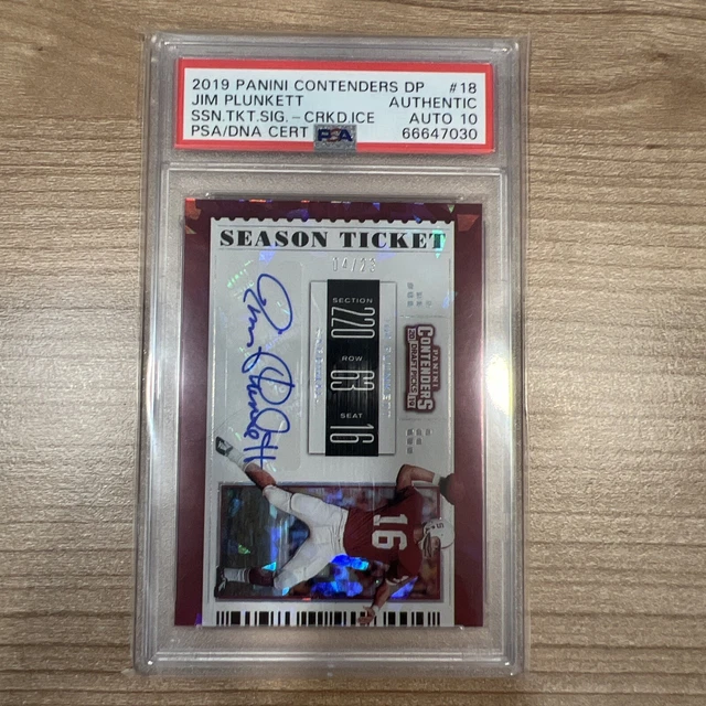 2019 Panini Contenders Draft Season Ticket Cracked Ice Jim Plunkett AUTO PSA 10