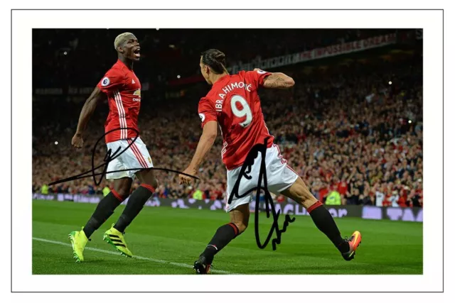 Paul Pogba & Zlatan Ibrahimovic Manchester United Signed Photo Print Autograph