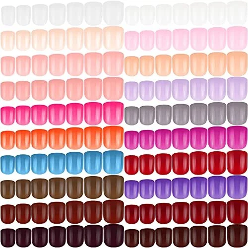480 Pieces 20 Sets Short Square Press on Nails Short False Nail Fingernails G