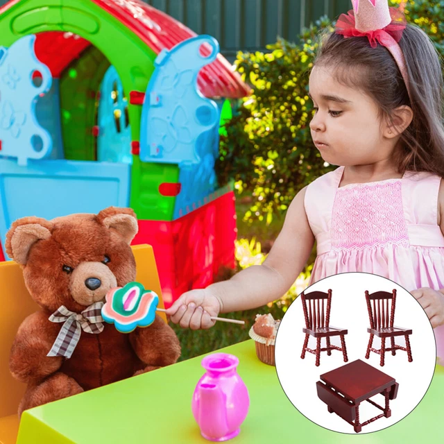 Juego de sillas de mesa plegable para casa de muñecas mini decoración comida juego
