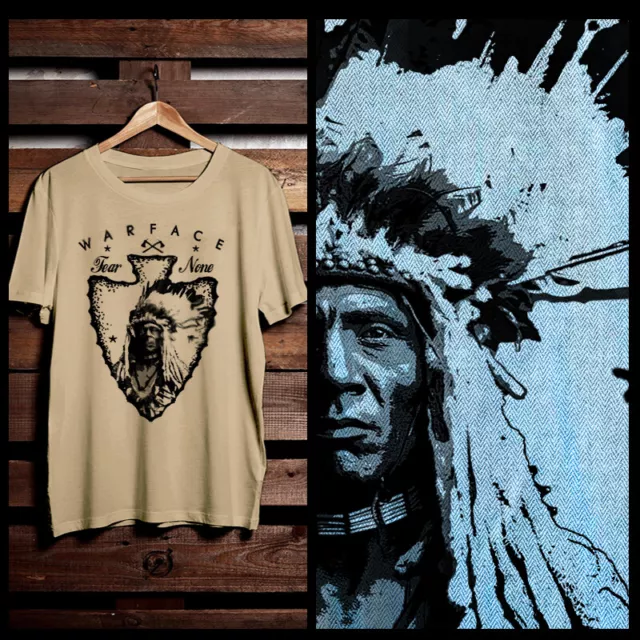 Native American T-shirt Indian Warrior Arrow Chief Headdress Indigenous tee