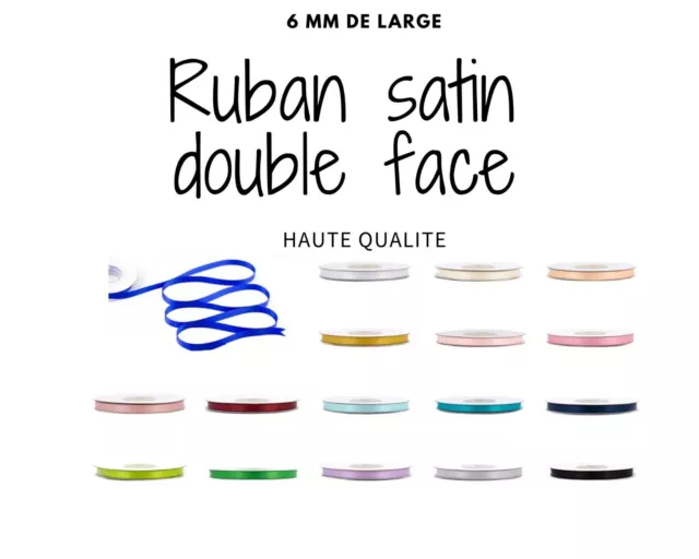 6 mm-bobine de 20 metres de ruban satin DOUBLE FACE belle qualite