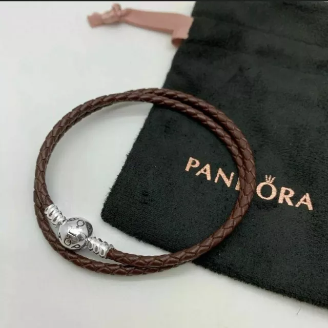 Pandora Double Woven Brown Leather Bracelet - Jewellery from Francis & Gaye  Jewellers UK