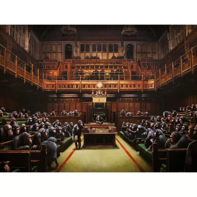 Banksy Devolved Parliament Apes Graffiti Brexit Painting Huge Art Poster Print