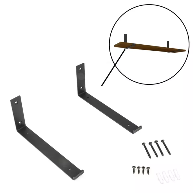 Wandregalwinkel Fissaggio Set Pensile Scaffale Supporto 30 CM Nero 2