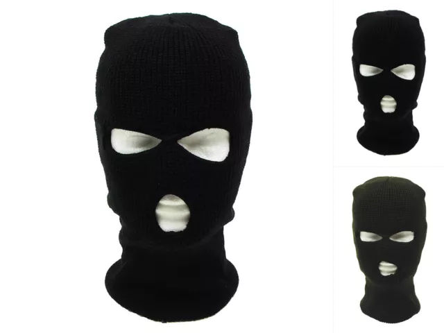 MFH Balaclava 3-Loch Polyacryl Sturmhaube Maske Skimaske Sturmmaske Schwarz Oliv