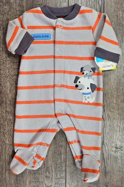 Baby Boy Clothes New Child Mine Carter's Preemie Gray Dog Footed Outfit