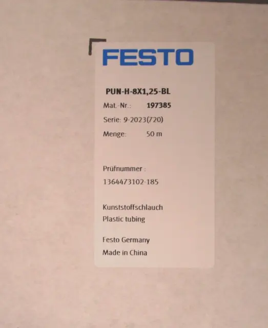 FESTO 197385 PUN-H-8x1.25-BL Festo Plastic tubing (50m Coil)