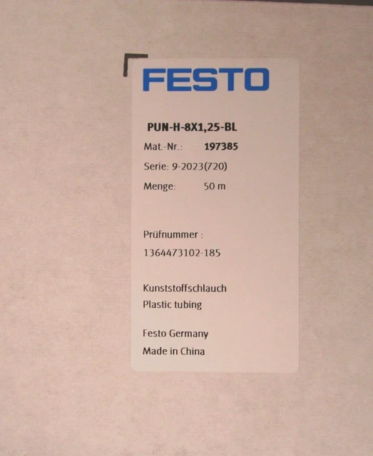 FESTO 197385 PUN-H-8x1.25-BL Festo Plastic tubing (50m Coil)