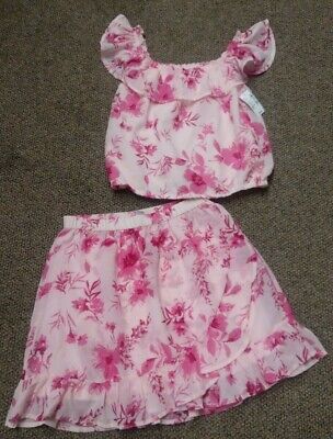 New Nwt Girls Large 10/12 The Children's Place Skirt & Top Set Pink Floral Dress