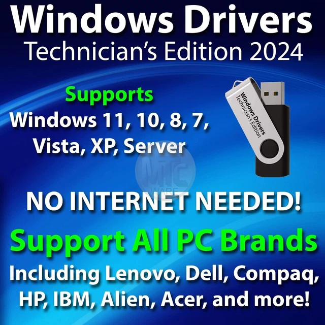 WINDOWS DRIVERS TECH Edition 2024 for All version of Windows 64GB USB