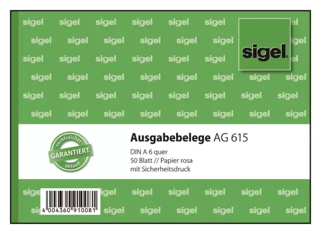 SIGEL Ausgabebelege - A6 quer, Papier rosa, mit Sicherheitsdruck, 50 Blatt