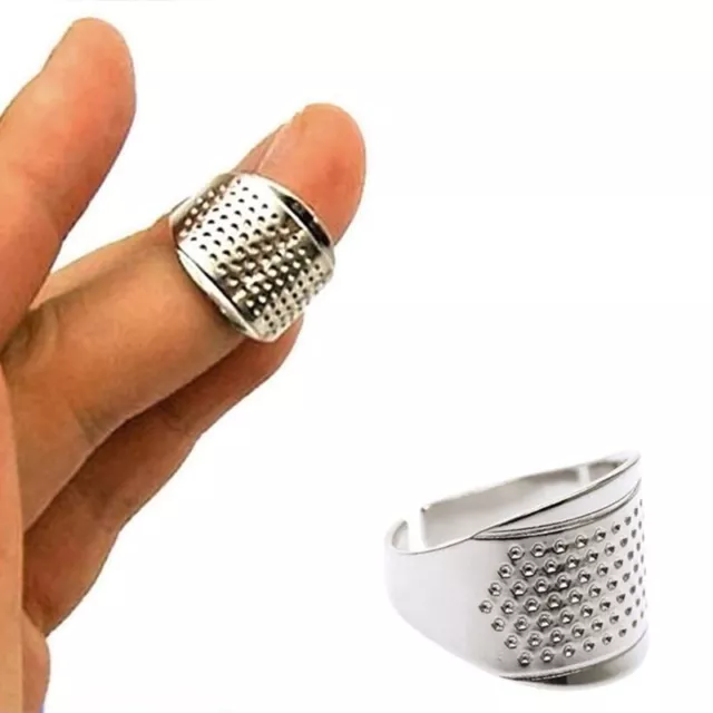 1/3Pcs Metal Thimble Ring Sewing Quilting Leather Adjustable Finger Protector